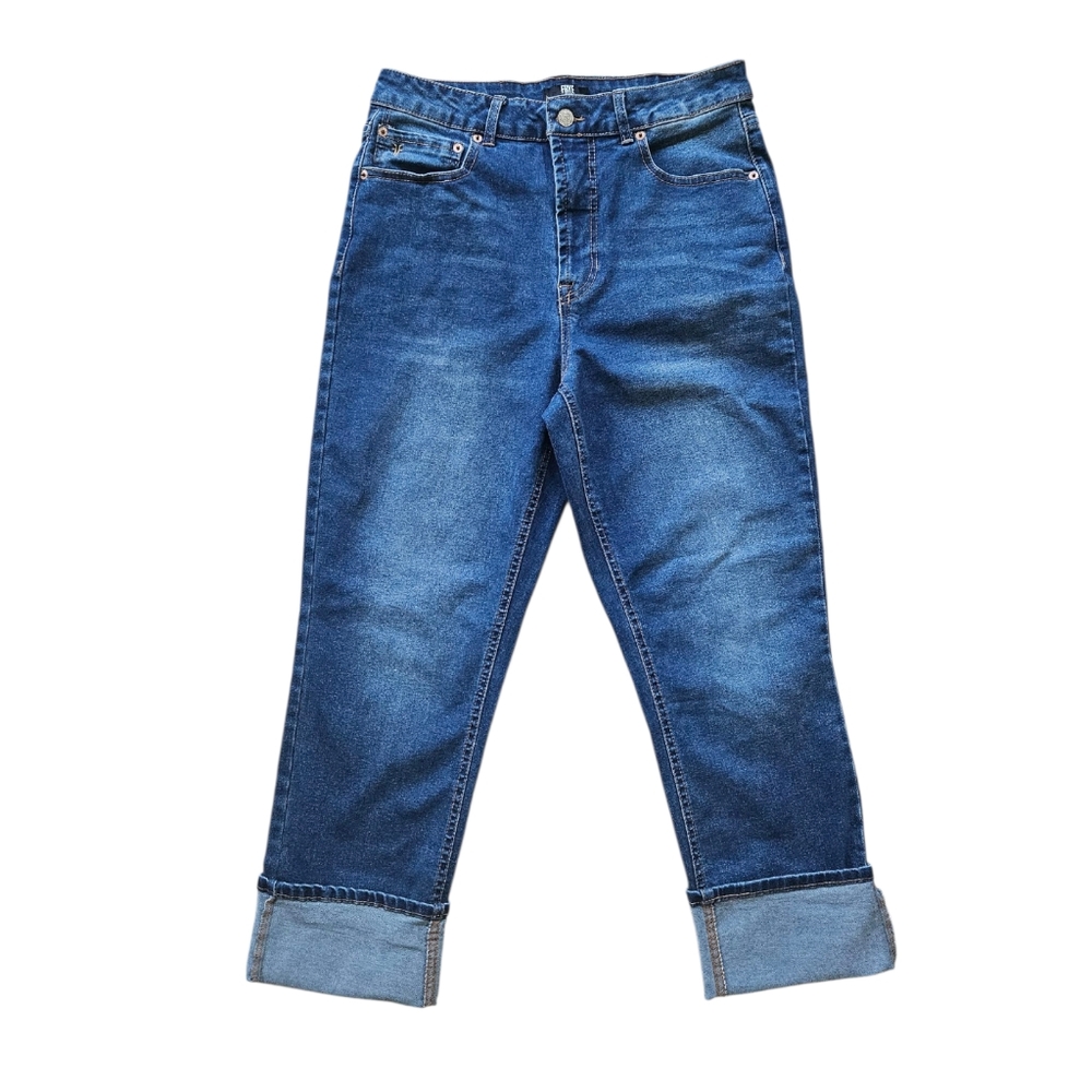 FRYE Womens High Rise Straight Leg Cuffed Crop Blue Jeans Size 8/29 - Picture 4 of 10